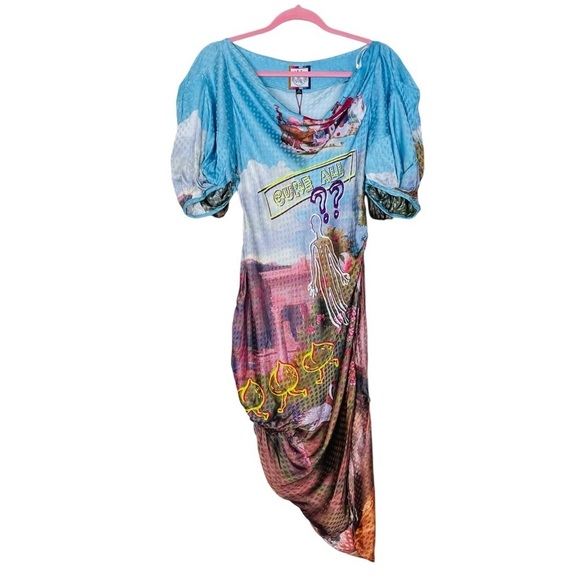 Mukzin NEW With Tags Balloon Sleeve Midi Dress Small - Picture 4 of 11
